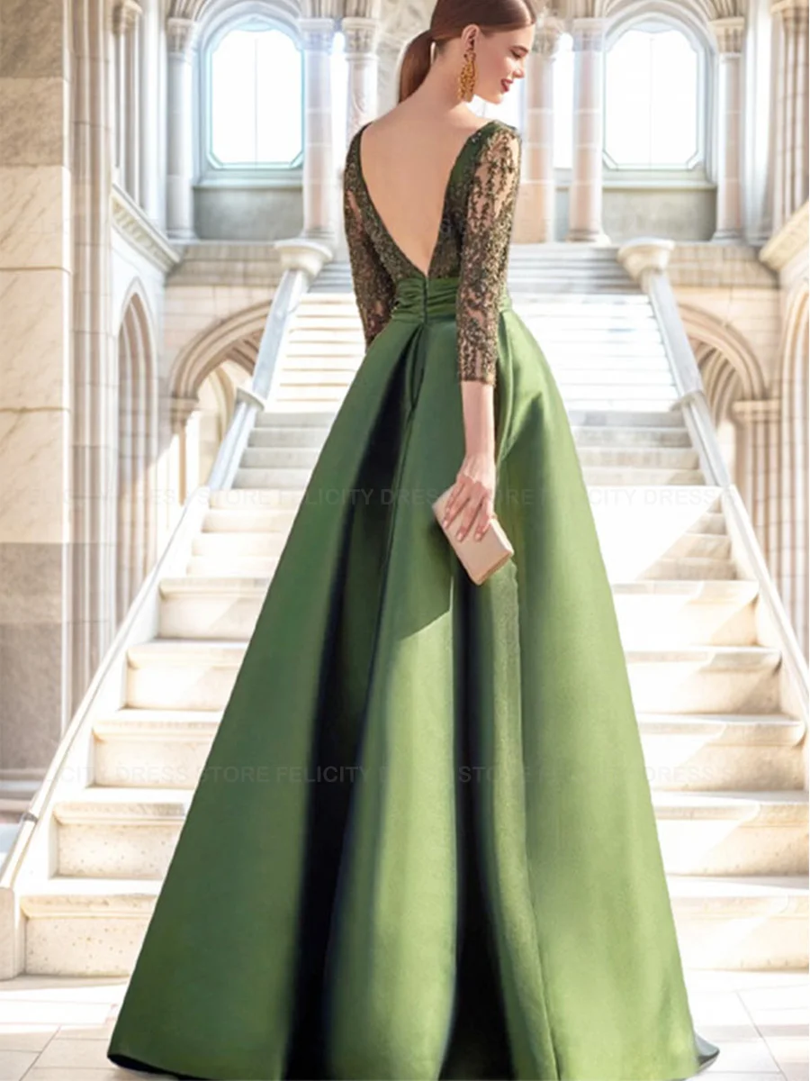 Mother of the Bride Dresses A-Line Illusion Formal Wedding Guest Dress Split Front