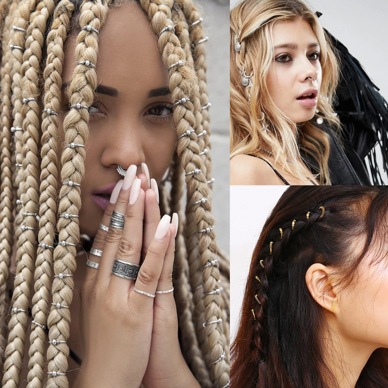 5-50pcs/lot Vintage Metal Hair Braid Rings Accessories Clips For Women And  Girls Dreadlocks Beads Set Color Gold And Silver Diy - Braiders - AliExpress