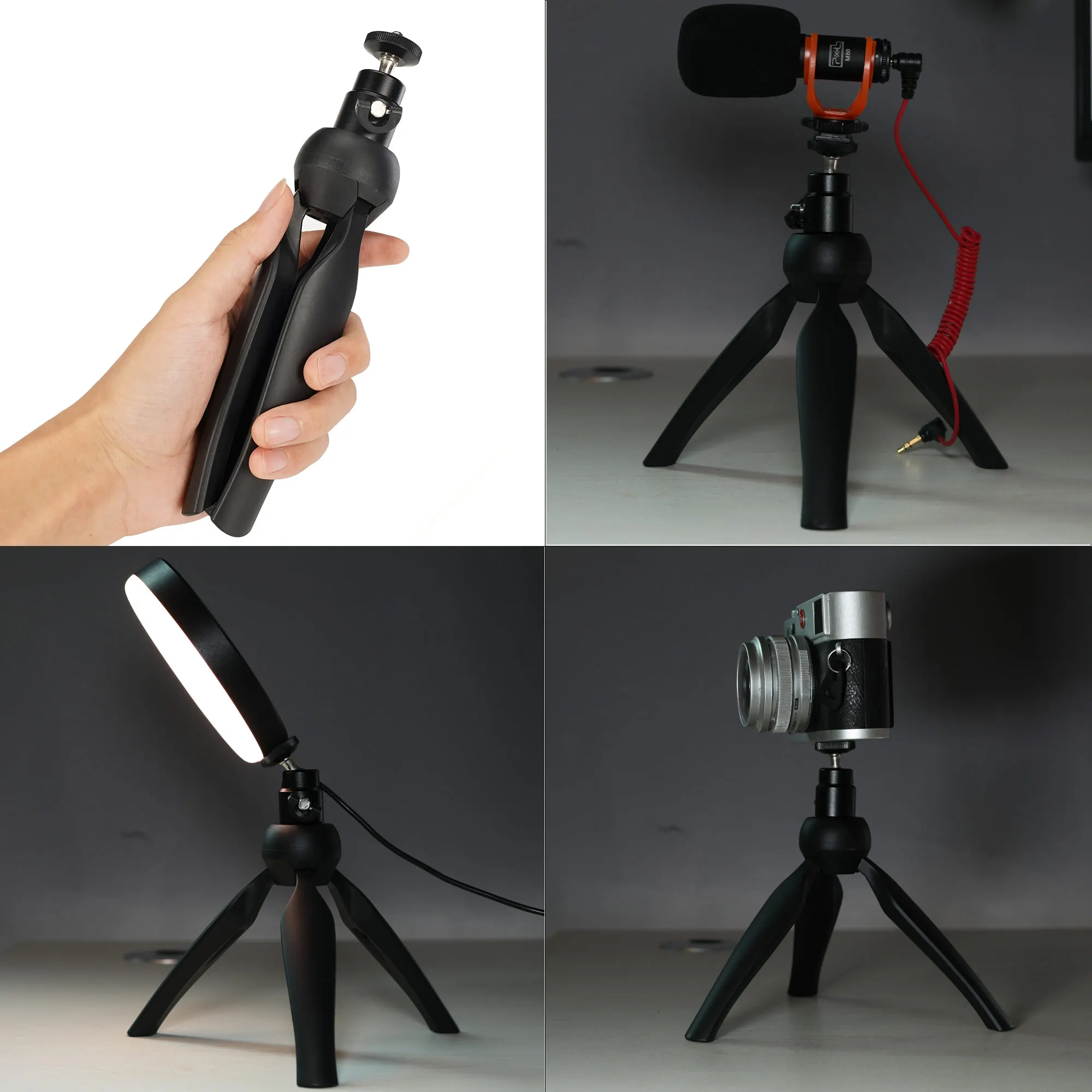 Pixel Portable Mini Tripod with 360&deg;Swivel Ball Head Universal 1/4 Screw Ball Head for LED Light Digital Camera Compact DSLR