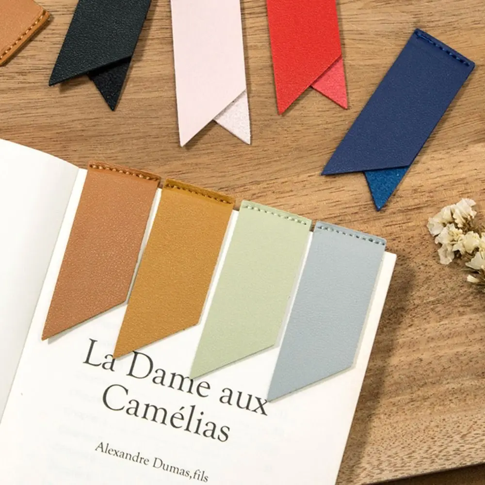 Bookmark PU Leather Solid Color Book Clip Handmade Notepad Label Pagination Mark Corner Page Marker Book Corner Protector