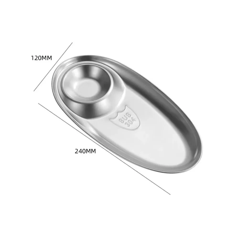 New Oval 304 Stainless Steel Tray Golden Kitchen Tableware Dipping Snack Dish Dumpling Plate French Fries