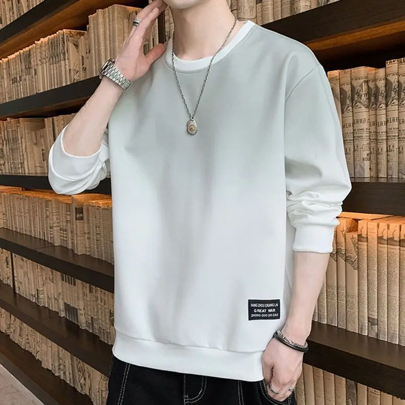 Fashion O-Neck Loose Casual Gradient Sweatshirts Men's Clothing 2023 Autumn Winter Oversized All-match Tops Korean Sweatshirts