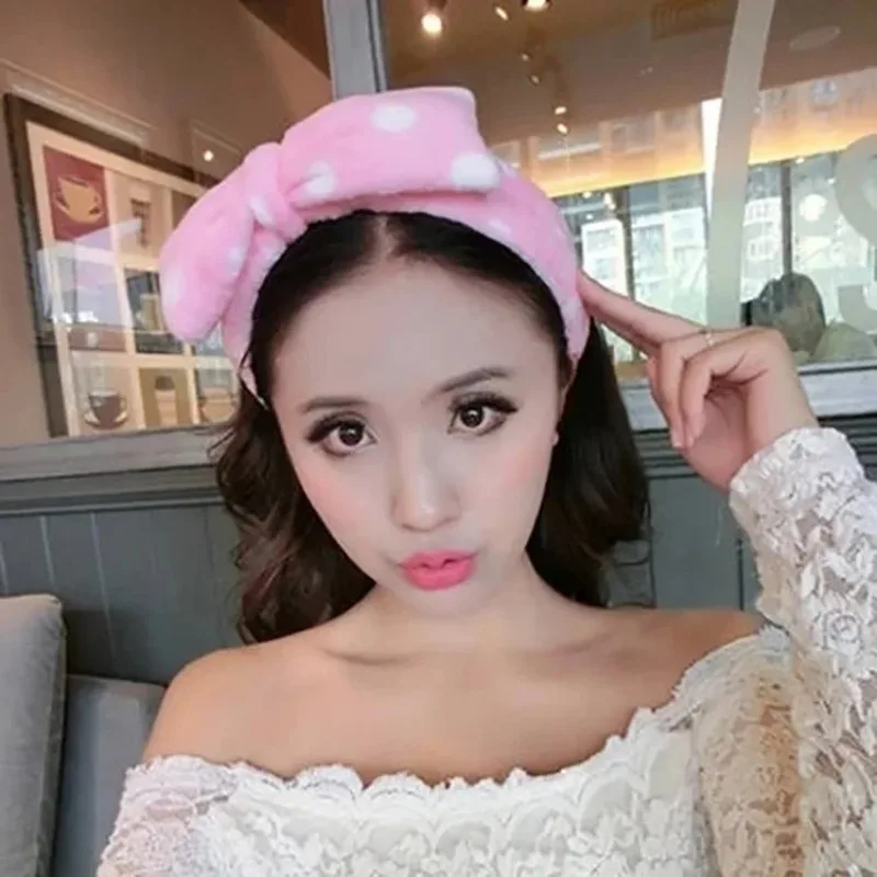 Cute Korean Style Big Bow Hairband Women's Hair Accessories For Makeup Masking Washing Face and Hair Tying Band Hair Headwear
