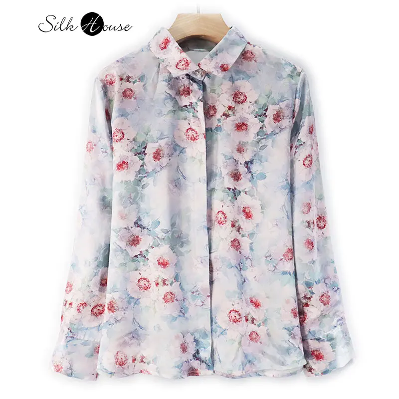 

Antique Satin 2023 Spring and Summer Mulberry Women's Fashion Mulberry Silk Shirt Long-sleeved Women's OL Shirt Bottom Silk Top