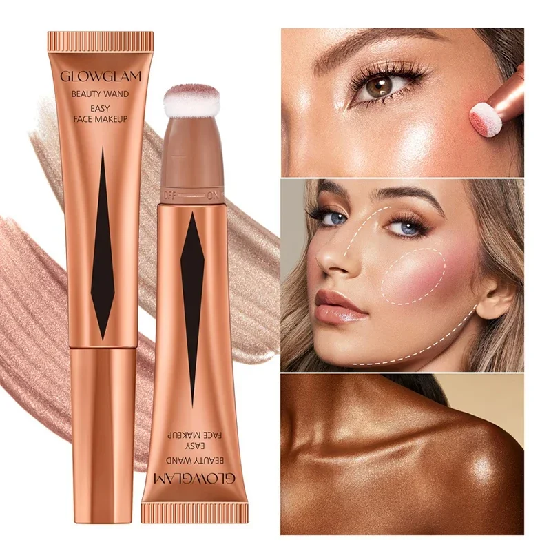 Crema Bronzer Contour Fard Beauty Wand Highlighter Blush Con Cuscino Liquid Face Bronzer Wand Stick Applicator Makeup