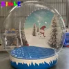 3m Giant Inflatable Snow Globe Photo Booth Tent Life Size Outdoor Blow Up Inflatable Snow Ball Balloon For Christmas Decoration 2