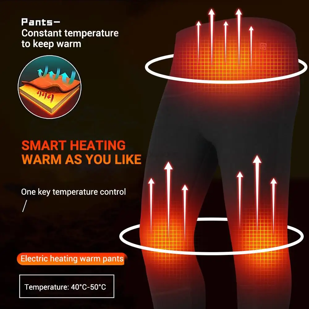 Heating Thermal Underwear Set Men Winter Warm Clothes Women Electric Heating Jacket Cotton Pants Cycling Jacket Autumn Pants Set