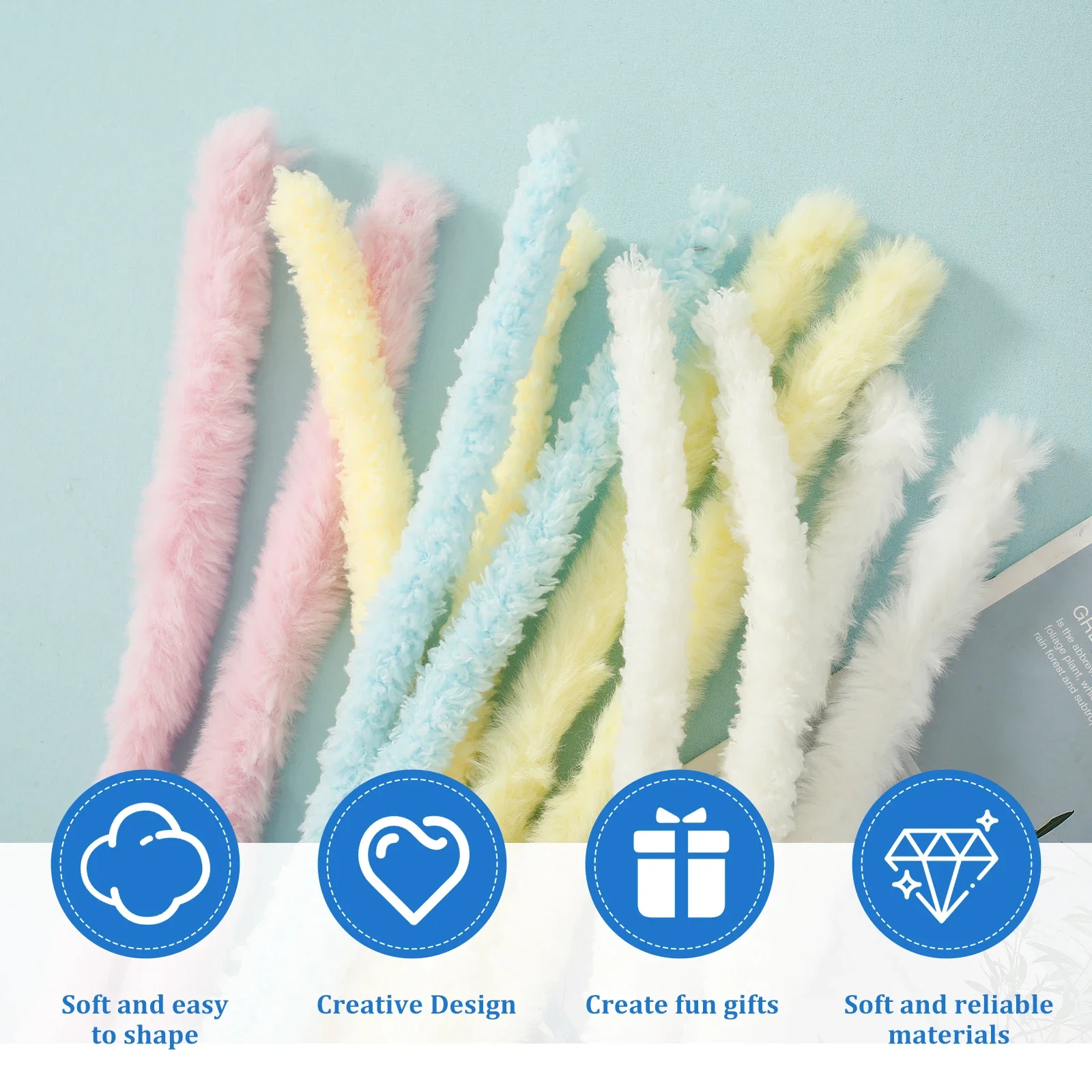 6 Pcs Bear Pipe Cleaners Craft Kit with Decorative Accessories (Eyes/Nose/Beads) Plush Pipe Cleaner Set Soft Kids Crafting Set
