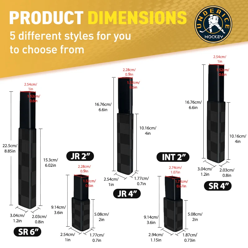 5pcs Hockey Extension Stick 2/4/6inch Ice Hockey Stick Extension INT/JR/SR Carbon Fiber End Plug For