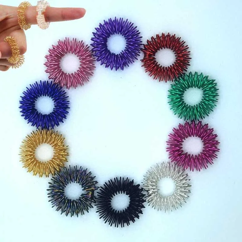 5Pcs Mini Spring Decompression Finger Ring Finger Massager Relax Hand Massage Tool