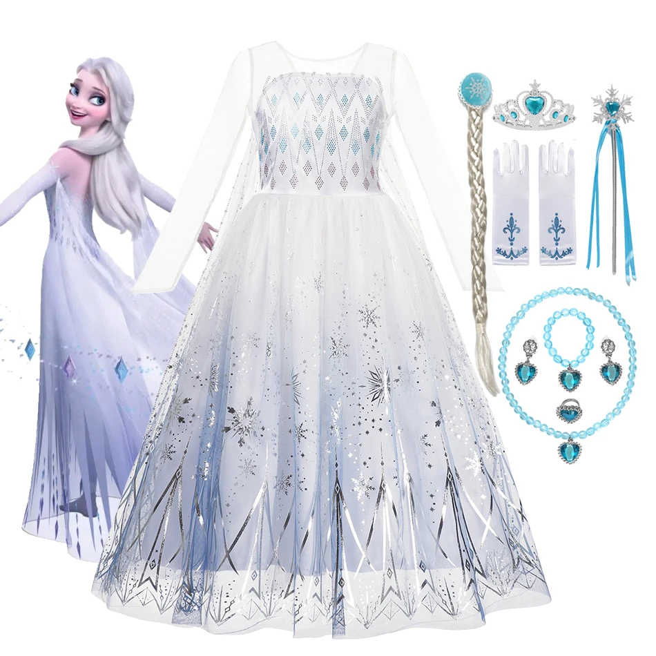 Vestidos de Elsa de Frozen 2 de Disney para niñas, disfraces de Anna y  Elsa, vestido