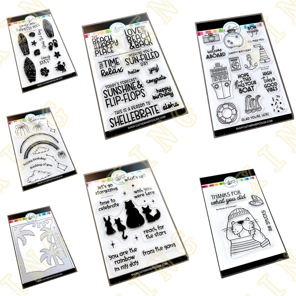 

Beach Greetings Sentiments 2023 Arrival New Metal Cutting Dies And Stamps Scrapbooking DIY Decoration Craft Embossing Stencil