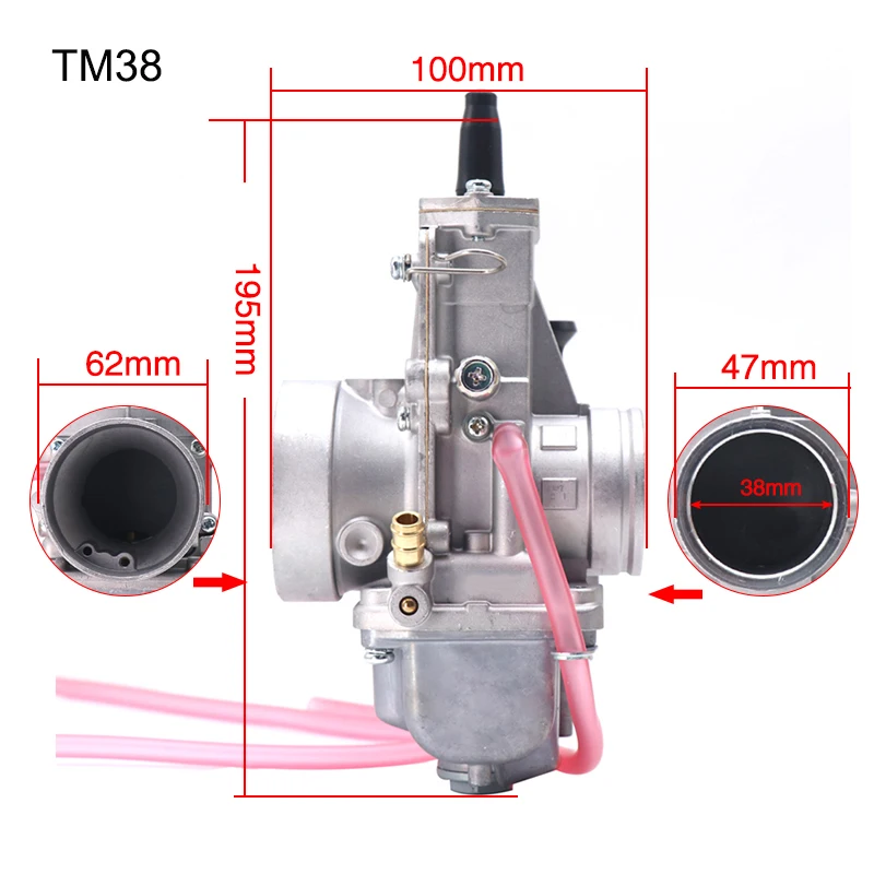 Mikuni Flat Slide Carburetor Spigot TM24-38 for TM24 TM28 TM30 TM34 TM32 TM38 Carburador Vergaser, 42-6100 Carb 43 - Racext 38