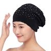 Women Elastic Turban Muslim Lace Rhinestone Hijab Islam Sleep Night Caps Chemo Pullover Hat Ladies Scarf Headwrap Baggy Beanies 3