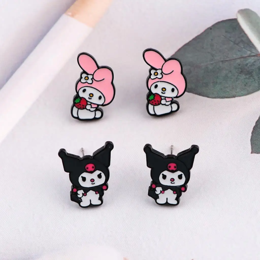

Sanrio Enamel Earings Cute Lapel Earring Fashion Jewelry Accessories Stainless Steel Metal Japanese Accessories Gifts for kid