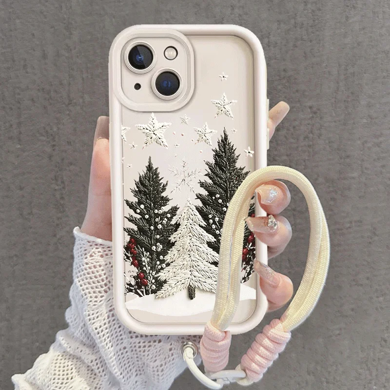 Festive Cartoon Christmas Rope Lanyard Phone Case