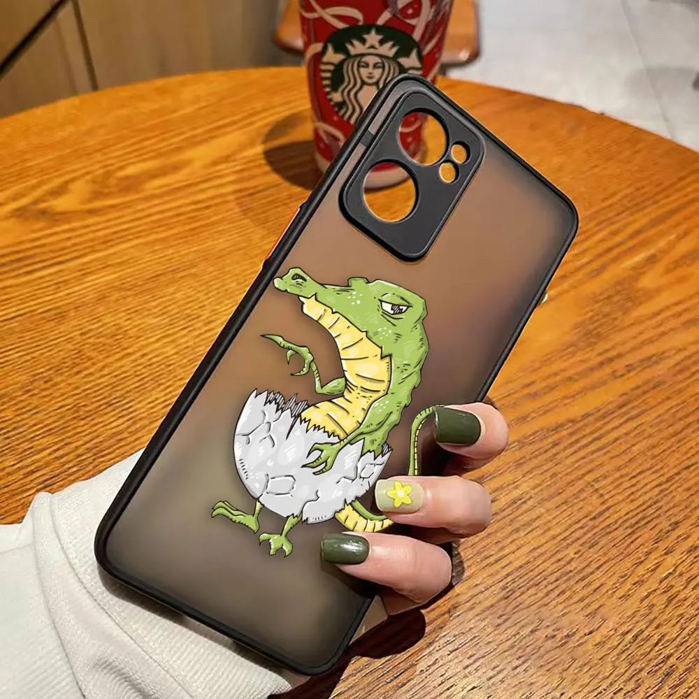 Funda de teléfono mate para OPPO RENO 8 8T 7Z 7 6Z 6 5 4 3 PRO PLUS 4G 5G Edge Funda Coque Capa Shell lindo dibujos animados cocodrilo