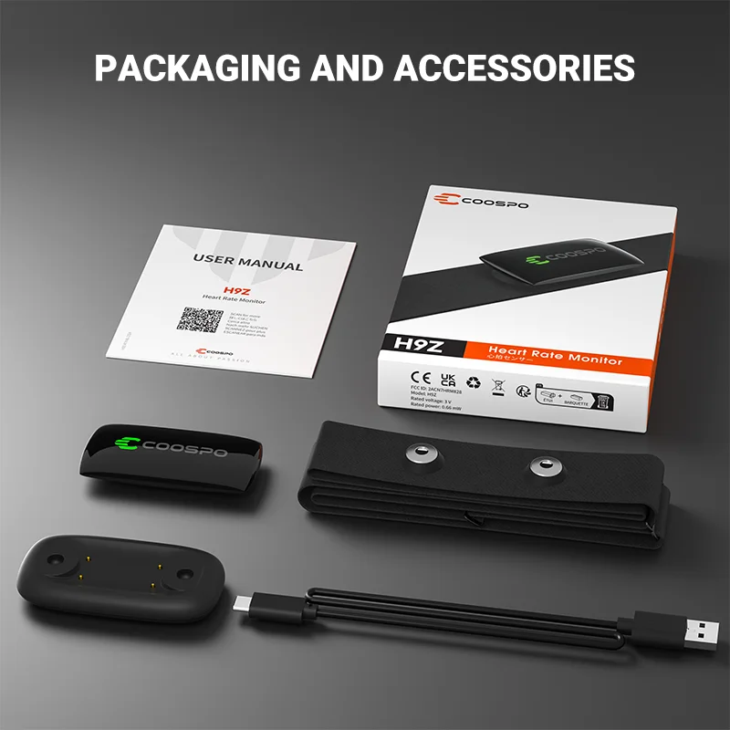 Coospo H9Z Cinturino Toracico Per Cardiofrequenzimetro Ricaricabile Bluetooth5.0 Ant + Hr Sensor Hrm Ip67Uso Impermeabile Per Garmin/Wahoo/Zwift