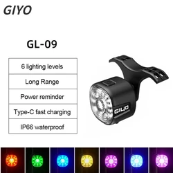 Enhanced Bicycle Rear LED Taillight with Auto On/Off and Brake Detection, USB - C Rechargeable Safety Lamp - < 1000 Mah (GL - 09 - RGB)