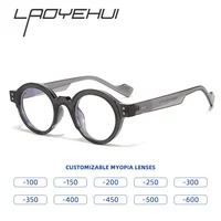 Retro Round Frame Myopia Glasses for Men Anti Blue Light Optical Eyewear Reading Eyeglasses Diopter 0~-600 Can Be Customizable 1