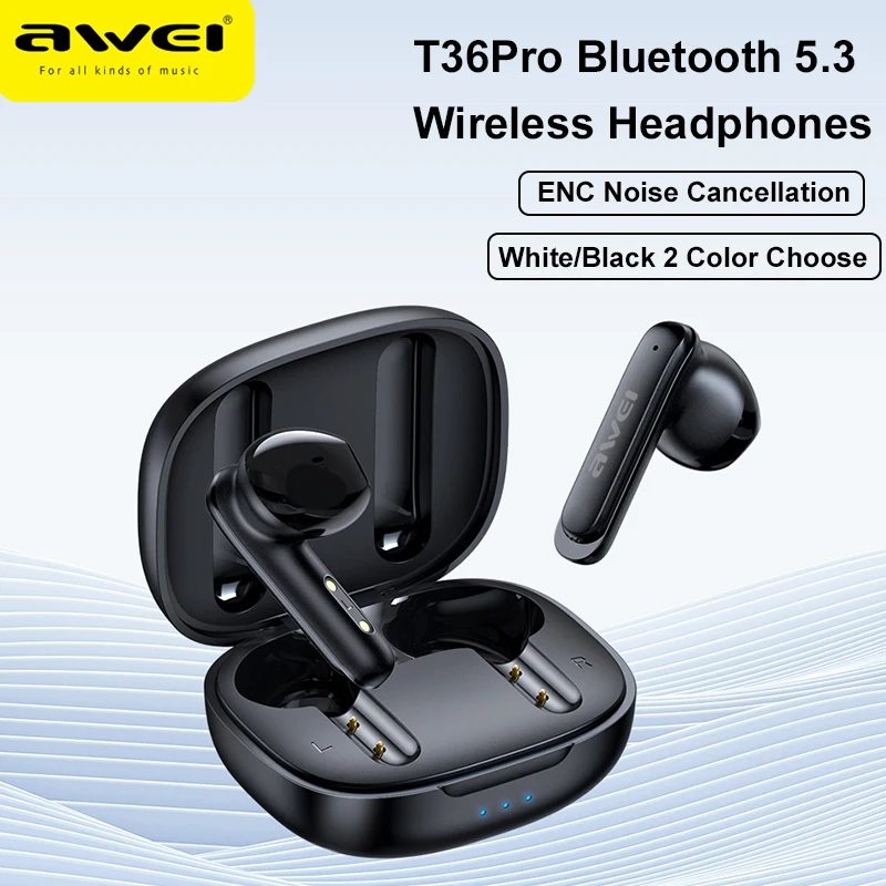 Awei T36Pro ENC Earphone Wireless Headphone Bluetooth with Mic