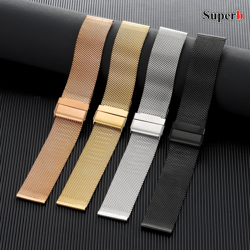 Sleek Milanese Stainless Steel Quick Release Mesh Bracelet Strap