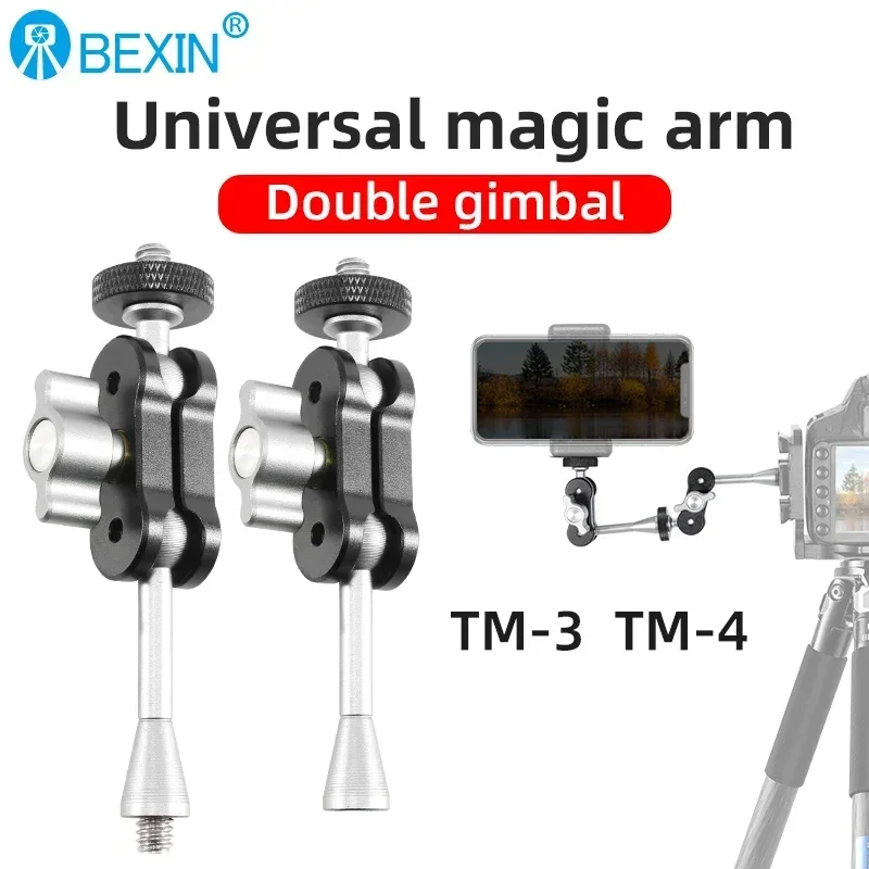 Camera Super Clamp Mount Double Ball Head Adapter Compatible with GoPro DJI Action or DSLR