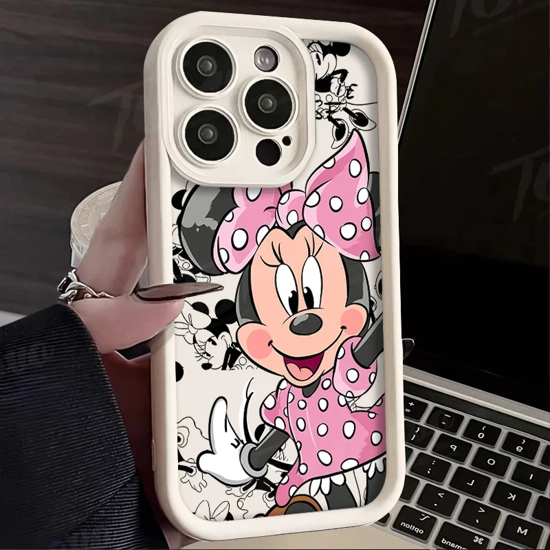 thumbnail image 1 of Disney-funda de teléfono de Mickey y Minnie para iPhone, carcasa suave de silicona líquida a prueba de golpes para modelos 15, 14, 13, 12, 11 Pro Max, XS, X, XR, 8, 7 Plus, SE 2020, 1 of 5