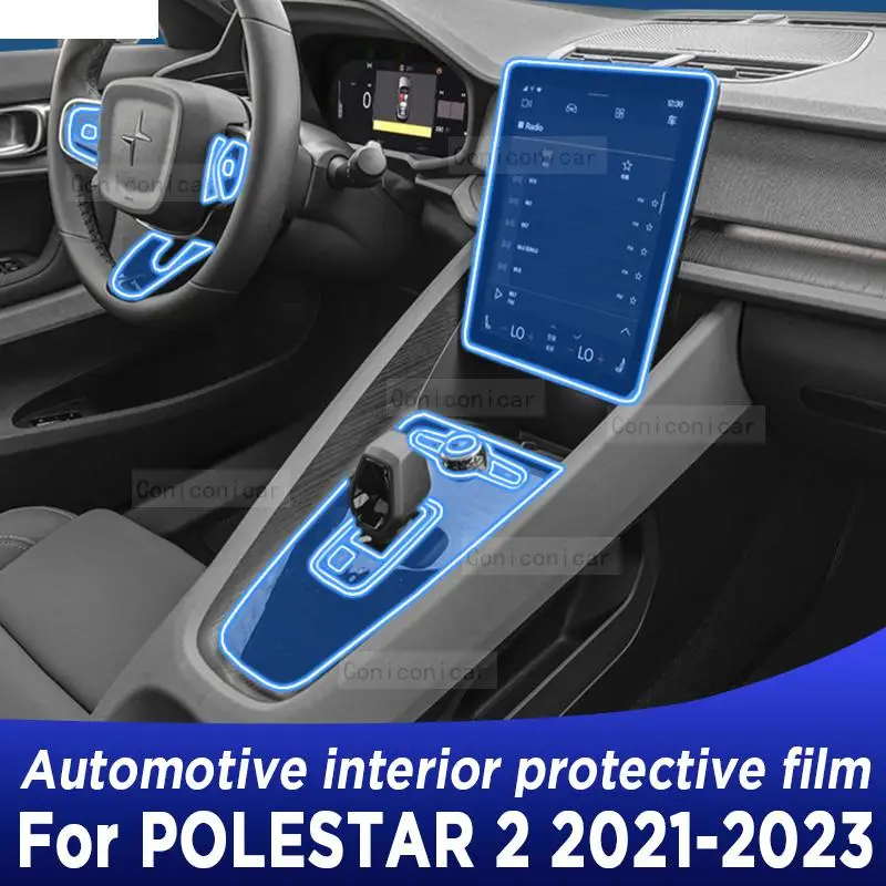 

For POLESTAR 2 2021 2022 2023 Gearbox Panel Navigation Screen Automotive Interior Cover TPU Protective Film Anti-Scratch Sticker