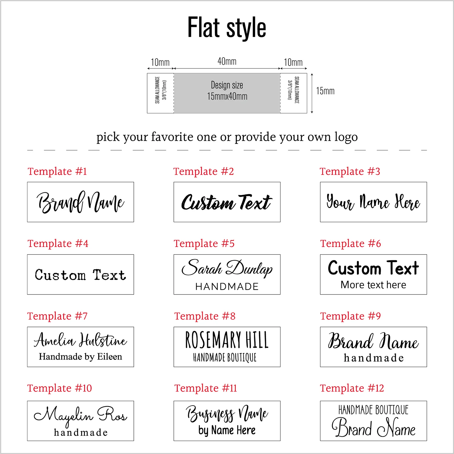 Twill Labels for Clothes Personalized Items Brand Tags Handmade Sewing Accessories Xw5520 twill labels