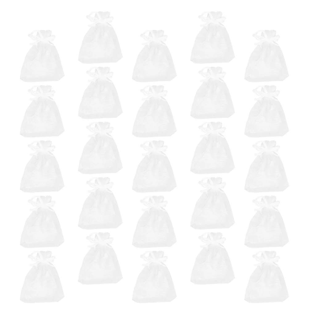 미니 크리스마스 캔디 거치대 메쉬 천, 드로스트링 원단 신부 선물 가방, 50 개