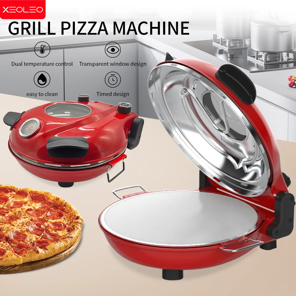 XEOLEO Electric Pizza Oven 1200W Ceramic Stone Plate Baking Pan Pizza Machine 30cm Diameter Frozen Bread Grill