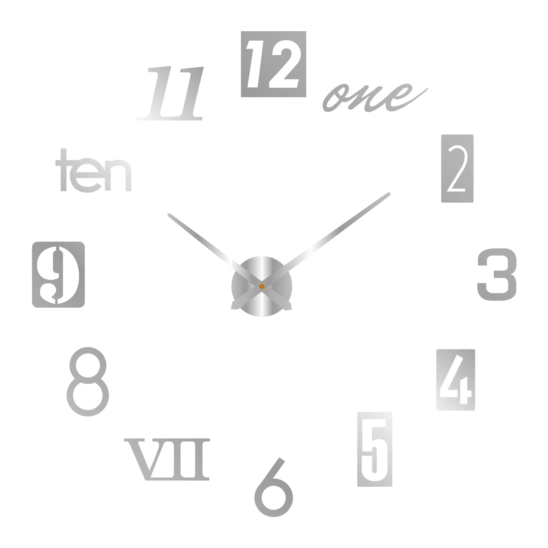 New 3D Roman Numeral Acrylic Mirror Wall Clock Sticker Fashion DIY Quartz Clocks Watch Home Decoration Living Room Stickers
