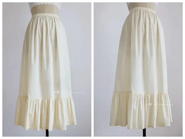 Long Bottoming Skirt Breathable Pure Cotton Lining Petticoat Summer Hanbok Large Hem Single Layer Underskirt Apricot Half Slip