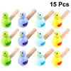 15pcs Wooden Bird Whistles Cartoon Whistle Bird Shape Toy Kids Whistle Educational for Children Gift (Random Color) 1