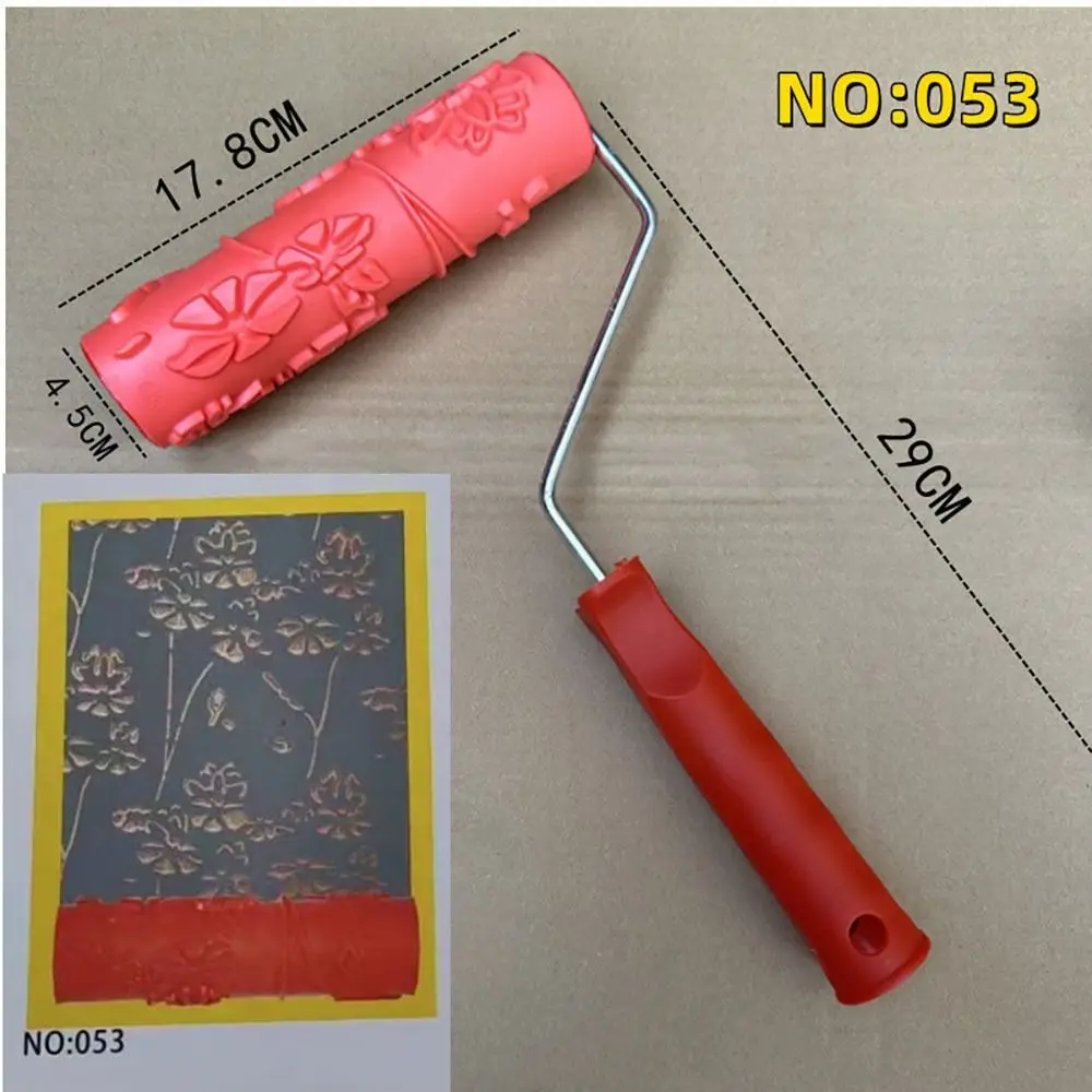 손잡이가 있는 고무 모조 목재 그레인 패턴 페인트 롤러, DIY 페인트 질감 안료 인쇄 벽 페인팅 롤러, 가정용 도구