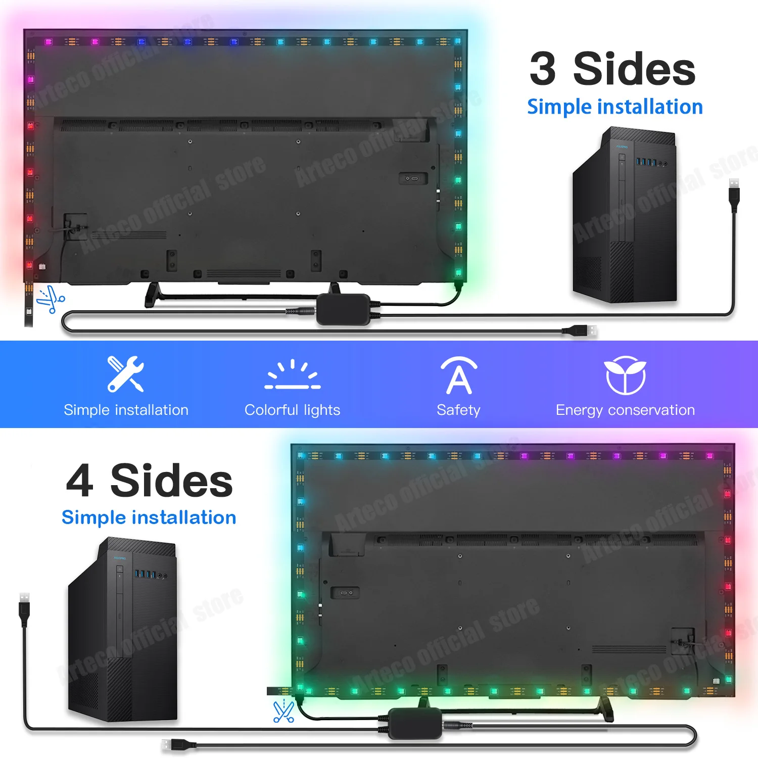 Smart Ambient PC Led Backlight RGB For Windows Monitor Sync