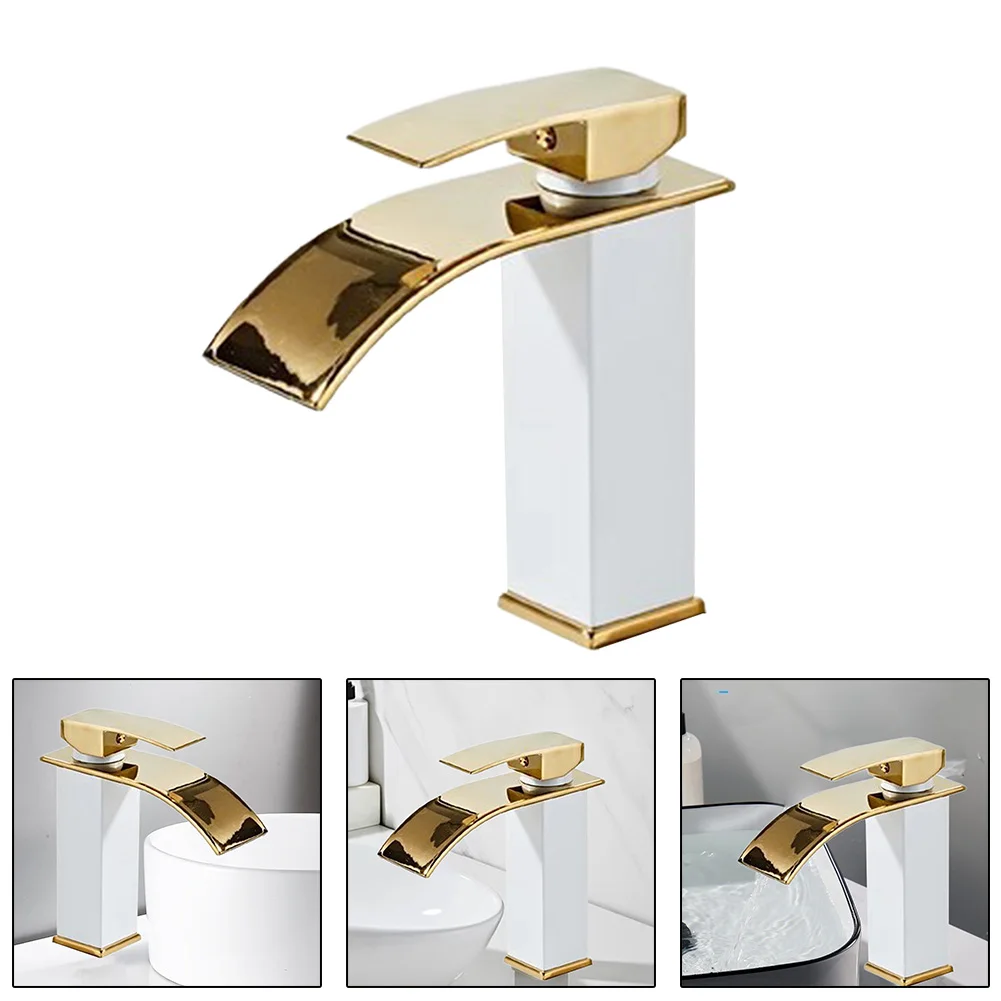 

1pcs Copper Gold Single Cold Sink Faucet Bathroom Counter Basin Faucet Hot And Cold Sink Basin Faucet Bathroom Accessories