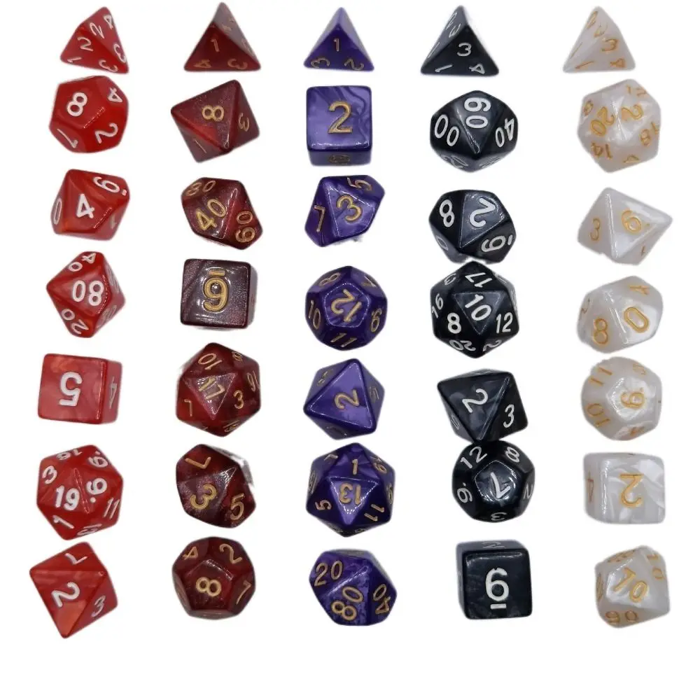 7pcs set multifaceted digital dice set acrylic table game opaque polyhedral dices for dnd dice tabletop role playing game Acrylic Cube Dice Resin Digital Dices Double Color Dice Pearlescent Dice Polyhedral Dice Set Digital Game Dice