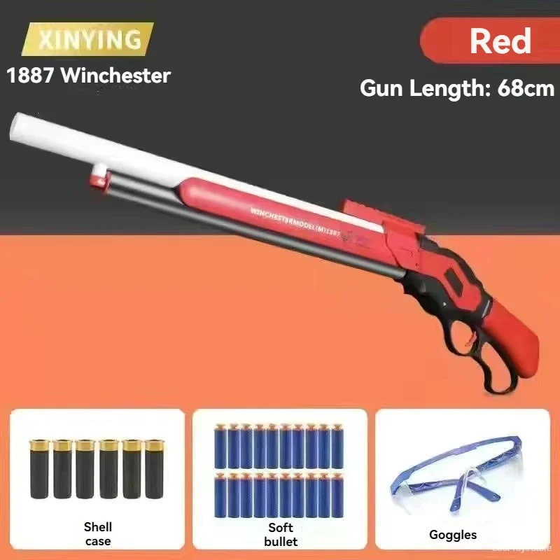 M1887 Soft Bullet Shell Ejecting Toy Guns Rifle Airsoft Gun Weapons Adults Manual Pneumatic Launcher Boys Outdoor CS Go Fighting 6