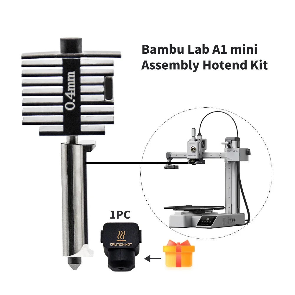 Lab A1 Mini Assembly Hotend Kit with 0.4mm Hardened Steel Nozztle For Lab A1 Replace Hotend Kit Bambu 3D Printer Parts