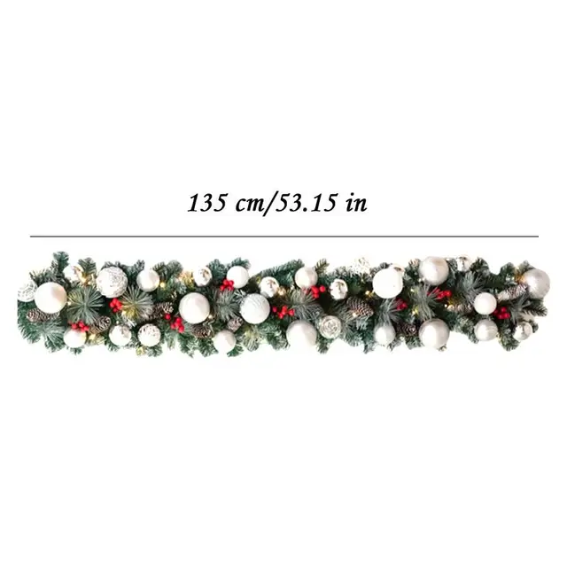 Outdoor Garland With Lights Battery Operated 53Inch Artificial Garland 8 Changeable Lights Plug-In Tree Garland Featuring 6