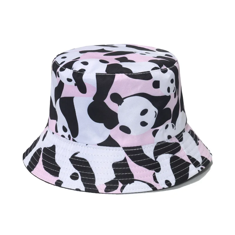 

New fisherman's hat cotton bucket hats panda and football print craft basin hat sweat absorbent breathable sun block hat