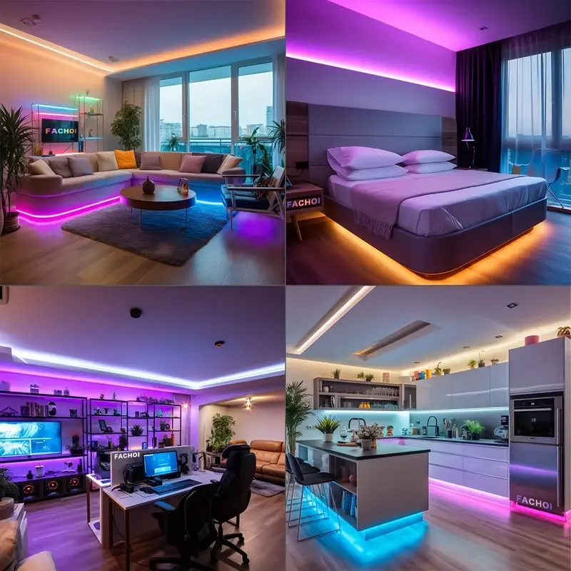 100ft LED Light Strip 5050 RGB Smart Strip Lights Built-in Microphone Music Color Changing USB Powered APP Remote Control Lights