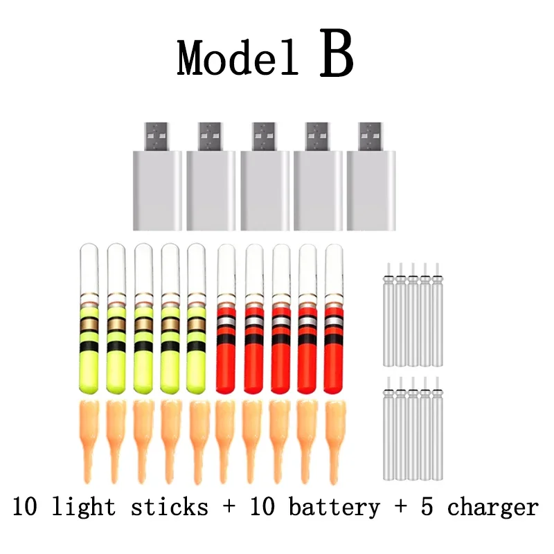 Light Stick 10pcs/lot With 10 Rechargeable CR322 Battery LED Stick USB Charger Night Fishing Tackle Float Accessory D009 fishing tackle,fishing glow stick,fishing light stick