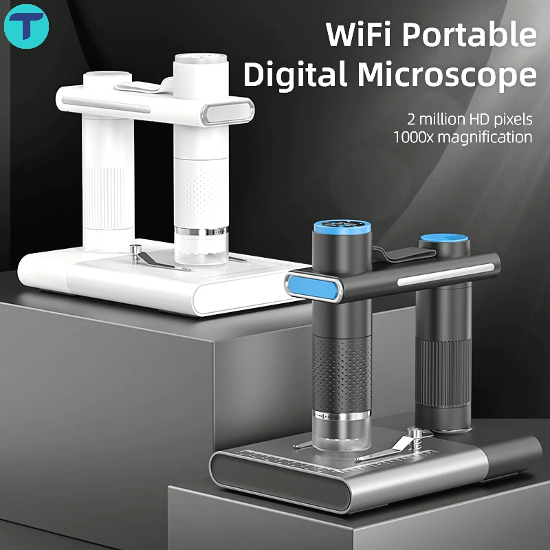 

T Wifi Portable Digital Microscope 1000X 1080P USB Charging Coin Microscope Magnifier for Electronics PCB Repair Soldering