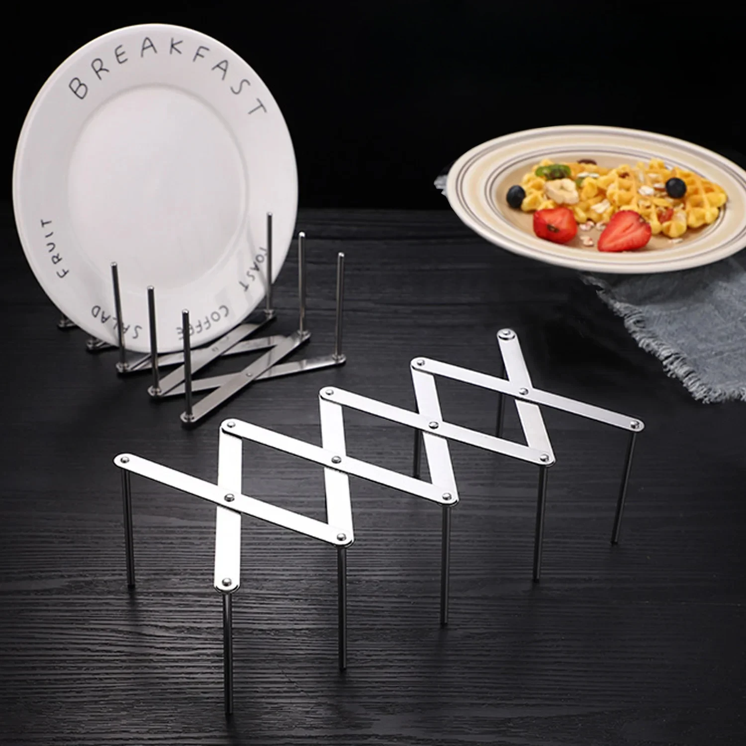 Retractable and Folding Stainless Steel Rack: A Versatile Kitchen Household Storage Solution for Plates,Pot Lids,and Steam Racks