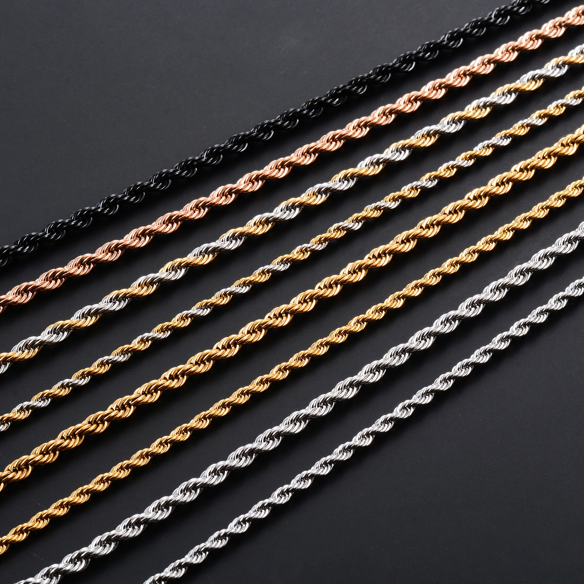 5 Colors Stainless Steel Twist Rope Chain Necklace for Women Men Black/Silver/Gold Color Plated Choker Metal Fashion Jewelry fashion necklace stainless steel necklace metal necklace choker necklace