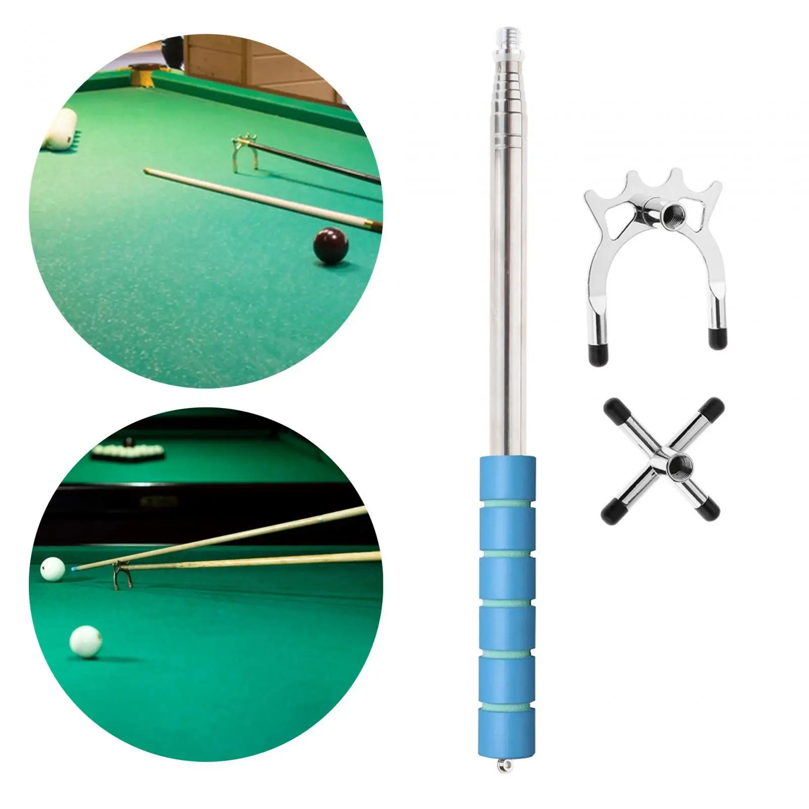 Billiards Pool Cue Stick with Bridge Head, Billiards Cue Stick Bridge, Portable Snooker Pool Cue Rack