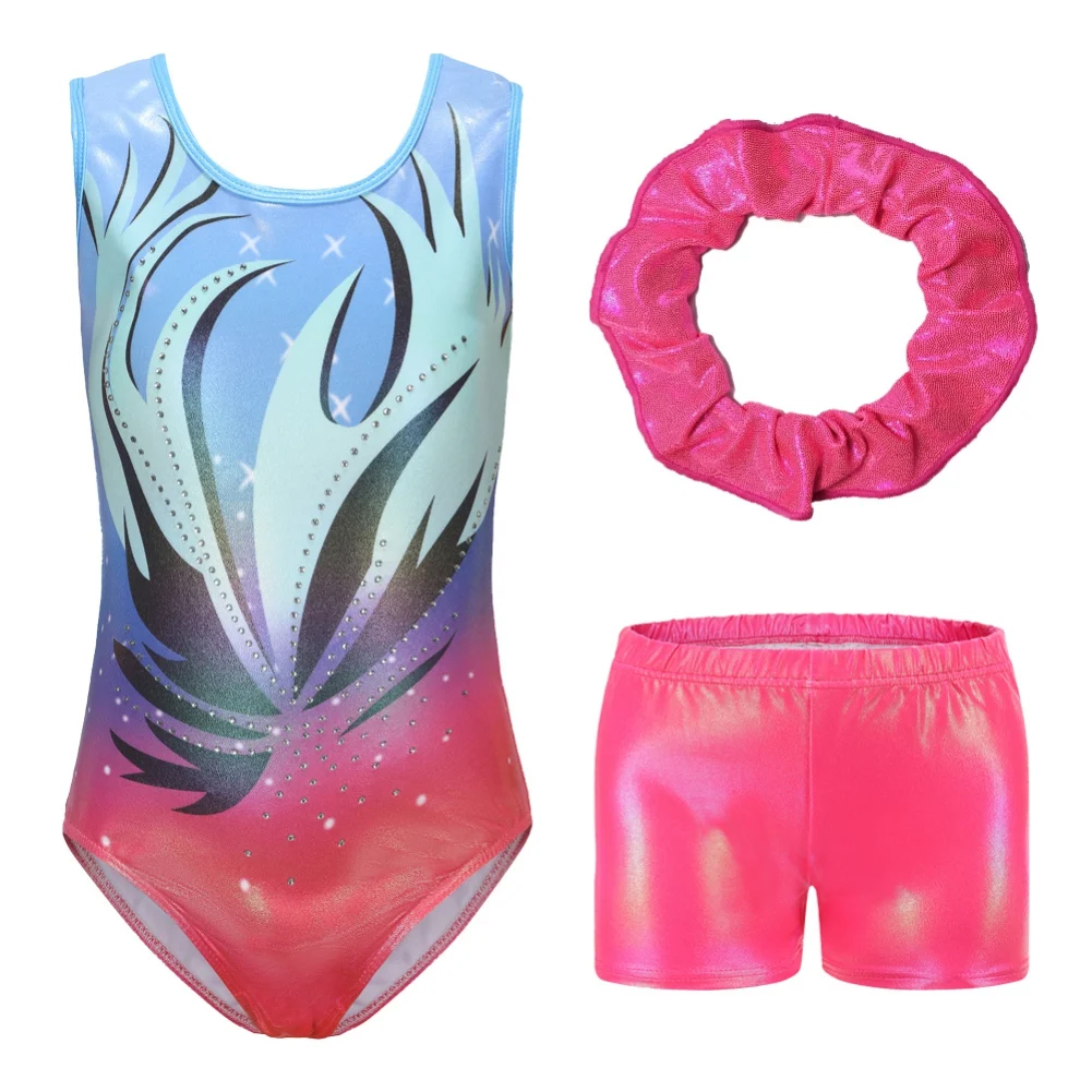 

Fashion Hair Band Girls' Dance Clothes For 5-12 Years Girls' Dance Costumes Sleeveless Leotards Sparkly Tumbling